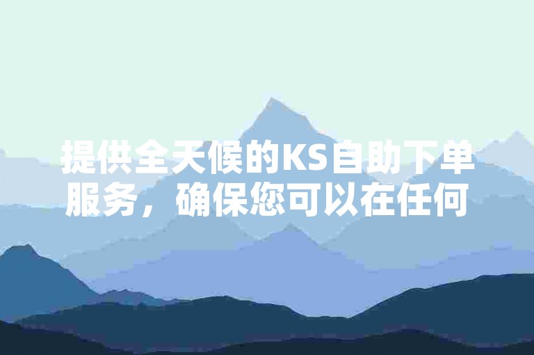 提供全天候的KS自助下单服务，确保您可以在任何时间轻松完成订单。