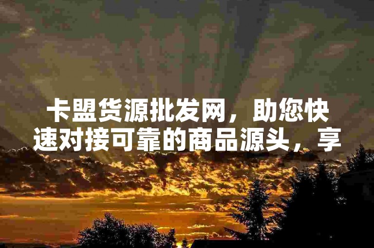 卡盟货源批发网，助您快速对接可靠的商品源头，享受高效采购体验。