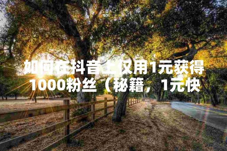 如何在抖音上仅用1元获得1000粉丝（秘籍，1元快速增加1000个关注者！）。
