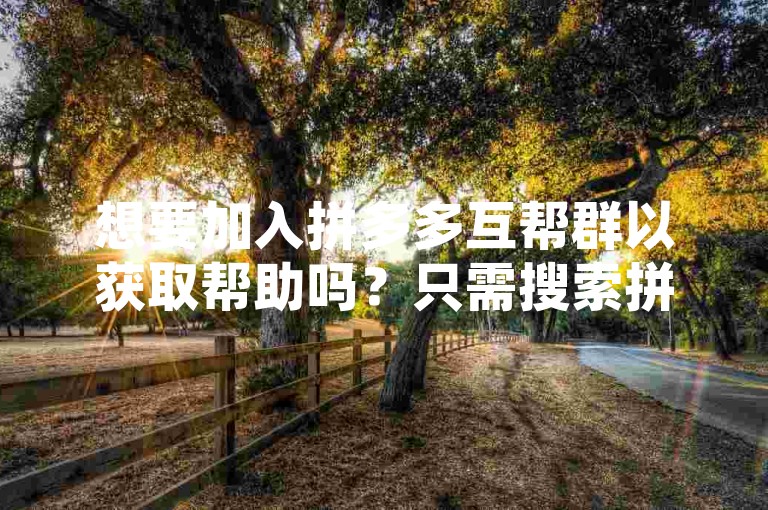 想要加入拼多多互帮群以获取帮助吗？只需搜索拼多多互助小组即可找到相关群聊信息。