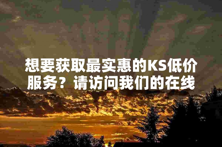 想要获取最实惠的KS低价服务？请访问我们的在线订购平台！