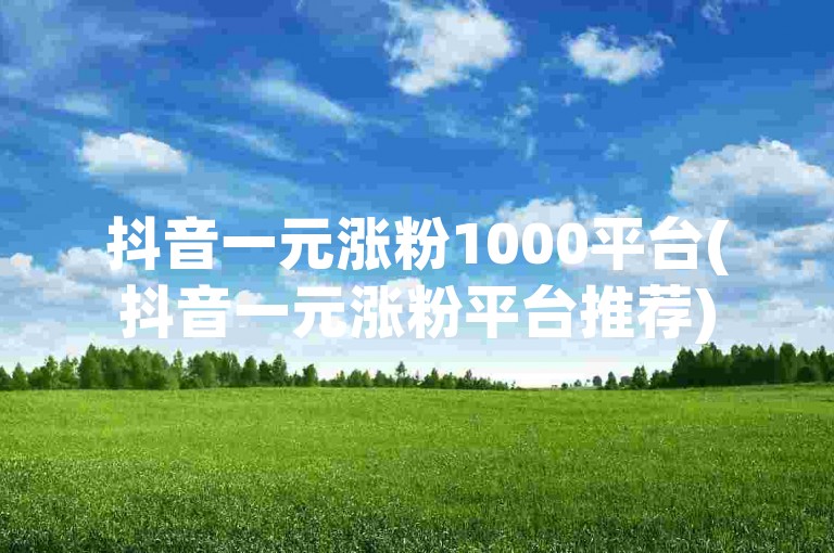 抖音一元涨粉1000平台(抖音一元涨粉平台推荐)