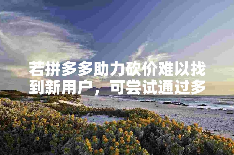 若拼多多助力砍价难以找到新用户，可尝试通过多多助力新人号来获取助力。