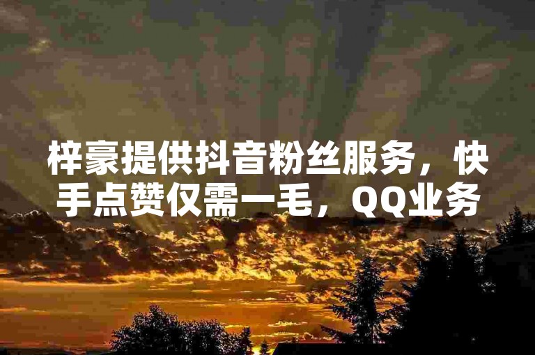 梓豪提供抖音粉丝服务，快手点赞仅需一毛，QQ业务自助平台。