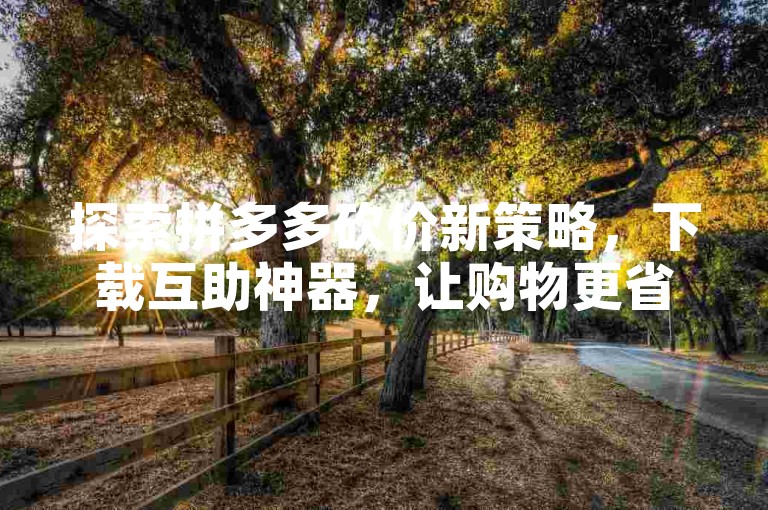 探索拼多多砍价新策略，下载互助神器，让购物更省心。