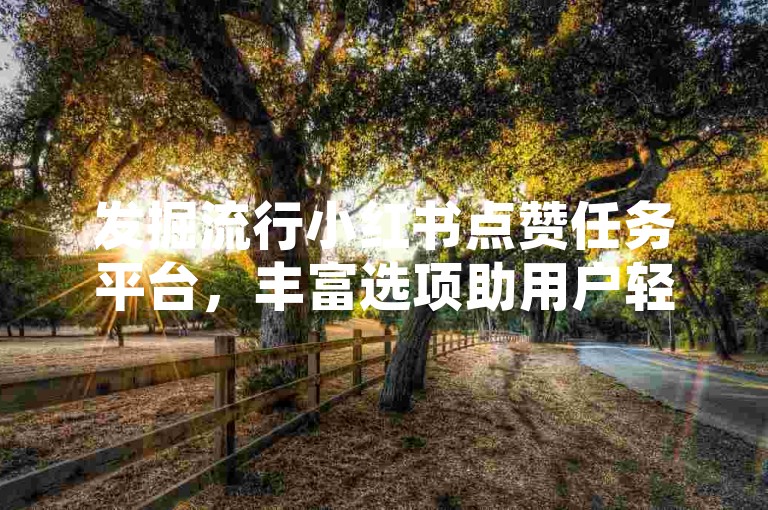 发掘流行小红书点赞任务平台，丰富选项助用户轻松赚零花钱