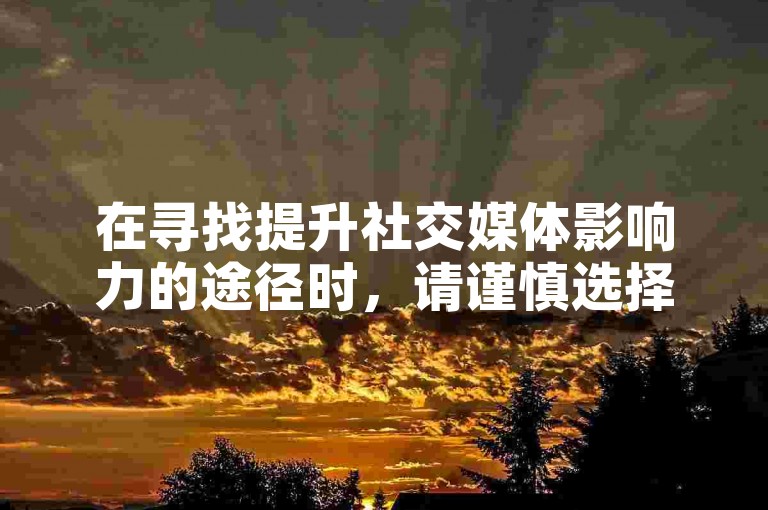 在寻找提升社交媒体影响力的途径时，请谨慎选择合法且符合平台规定的服务。