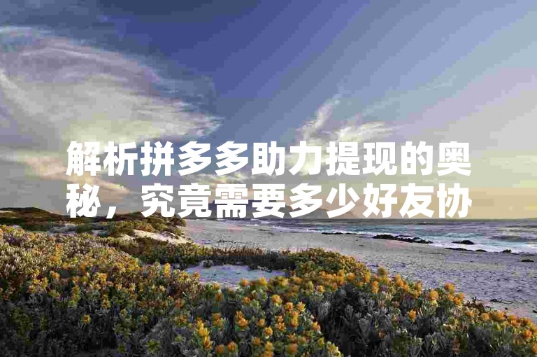 解析拼多多助力提现的奥秘，究竟需要多少好友协助才能达成目标？