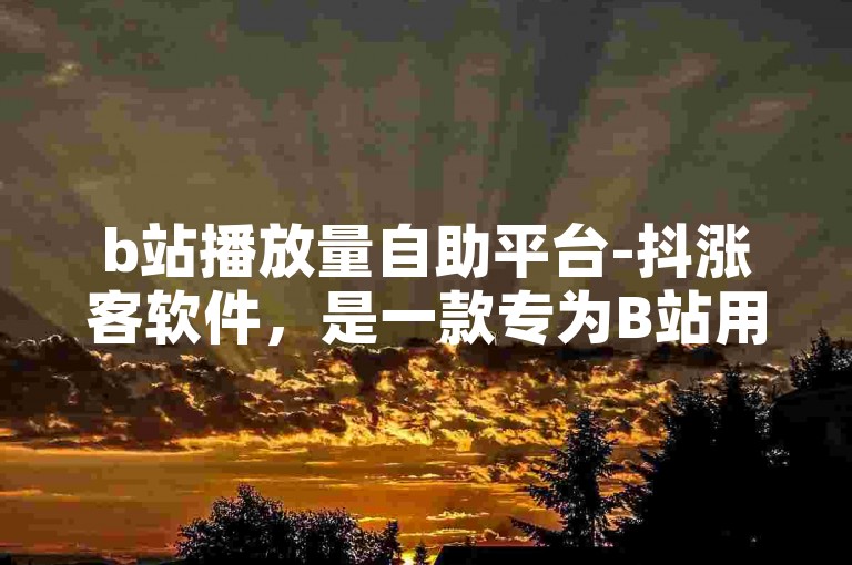 b站播放量自助平台-抖涨客软件，是一款专为B站用户设计的播放量提升工具。