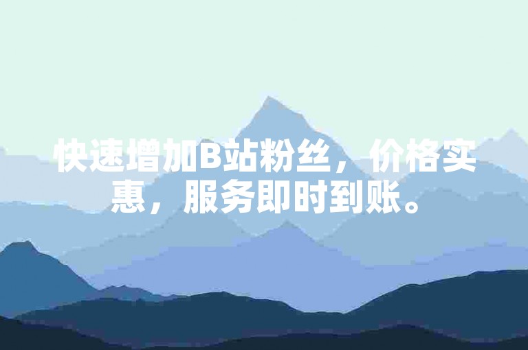 快速增加B站粉丝，价格实惠，服务即时到账。
