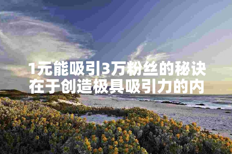 1元能吸引3万粉丝的秘诀在于创造极具吸引力的内容和利用社交媒体算法。