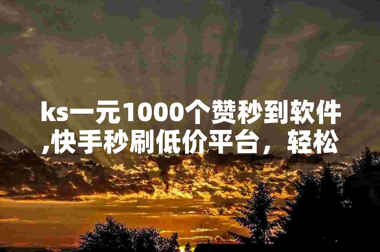 ks一元1000个赞秒到软件,快手秒刷低价平台，轻松提升作品热度。