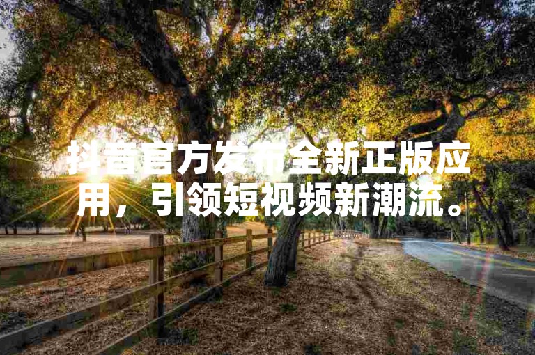 抖音官方发布全新正版应用，引领短视频新潮流。