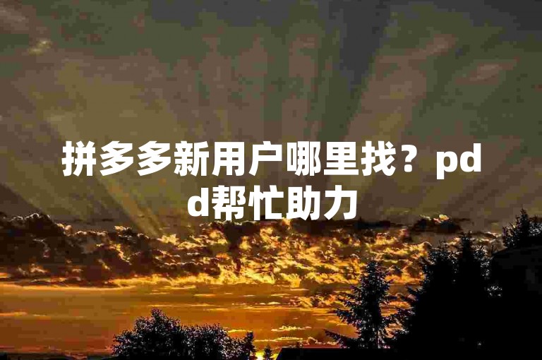 拼多多新用户哪里找？pdd帮忙助力