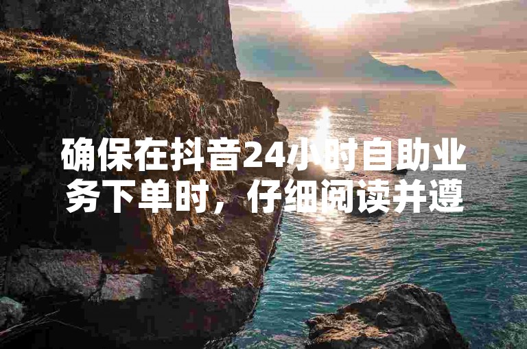 确保在抖音24小时自助业务下单时，仔细阅读并遵循所有注意事项，以避免不必要的麻烦。