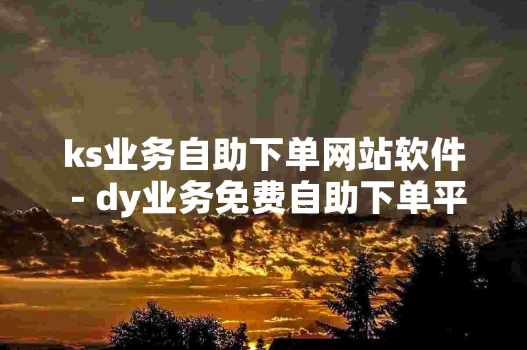 ks业务自助下单网站软件 - dy业务免费自助下单平台低价