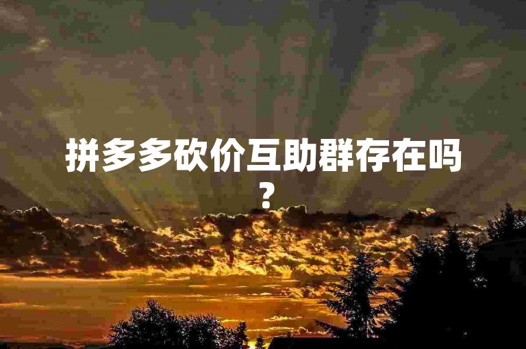 拼多多砍价互助群存在吗？