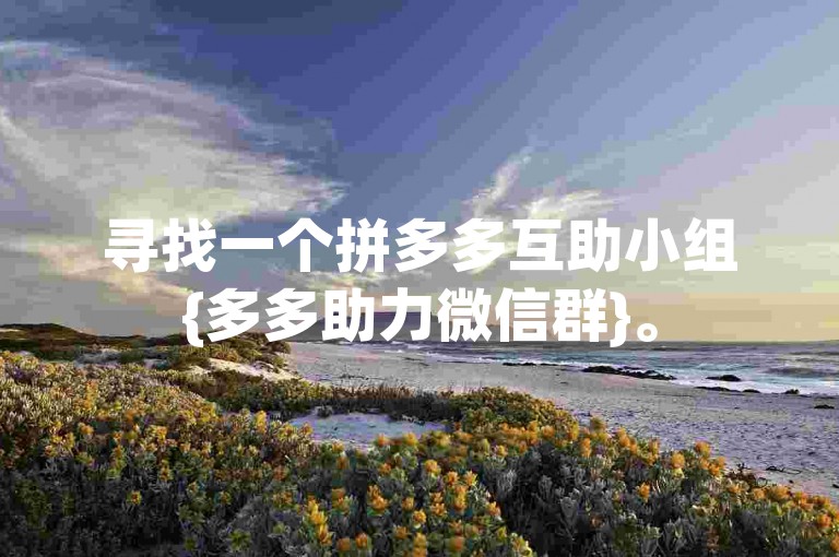 寻找一个拼多多互助小组{多多助力微信群}。