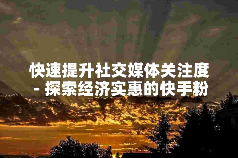 快速提升社交媒体关注度 - 探索经济实惠的快手粉丝增长服务网站。