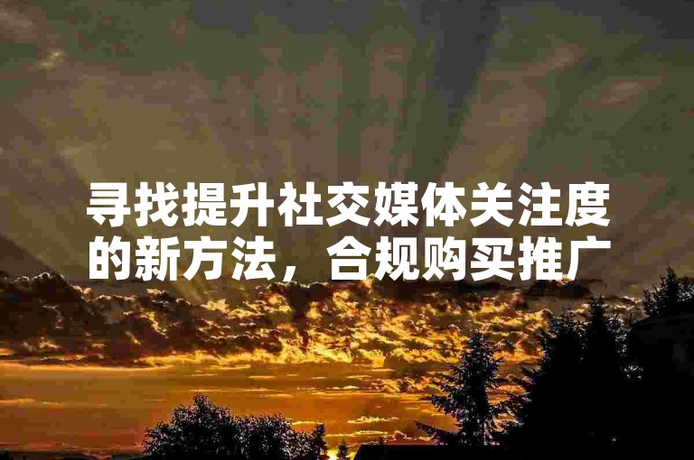 寻找提升社交媒体关注度的新方法，合规购买推广服务成为热门讨论话题。