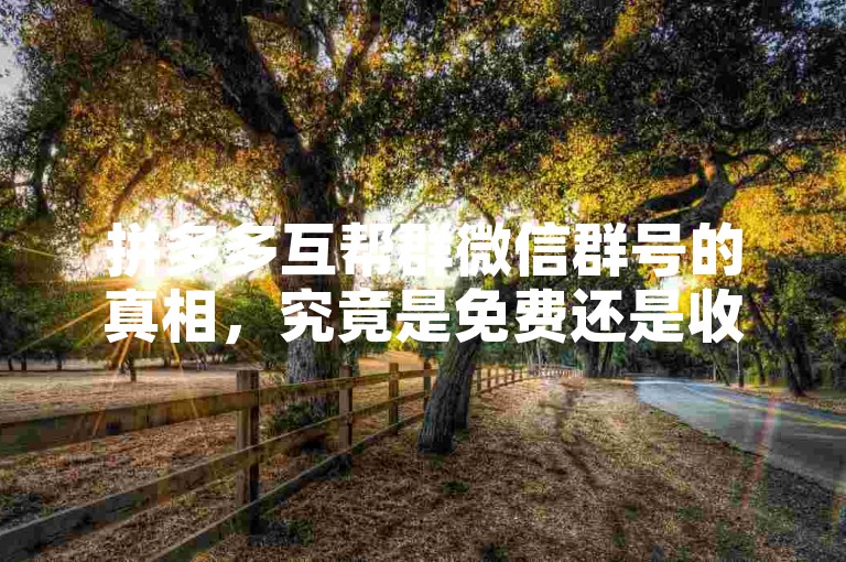 拼多多互帮群微信群号的真相，究竟是免费还是收费？