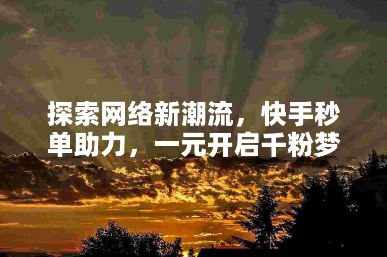 探索网络新潮流，快手秒单助力，一元开启千粉梦想，微博推广一键搞定，快手双击不间断，24小时激情不打烊！