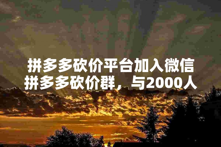 拼多多砍价平台加入微信拼多多砍价群，与2000人一起互助砍价。