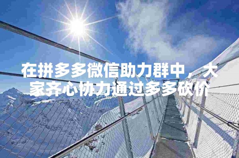在拼多多微信助力群中，大家齐心协力通过多多砍价功能，共同享受购物的乐趣与实惠。