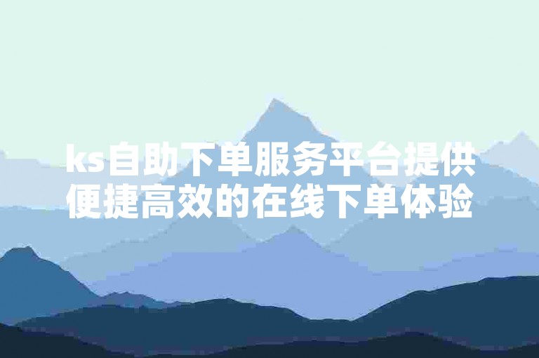 ks自助下单服务平台提供便捷高效的在线下单体验，确保用户能够享受到全网最低的价格。