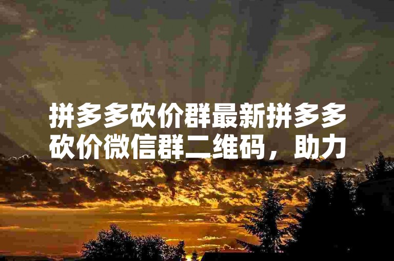 拼多多砍价群最新拼多多砍价微信群二维码，助力享优惠！