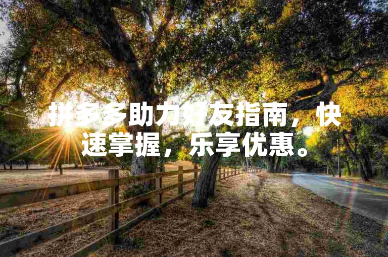 拼多多助力好友指南，快速掌握，乐享优惠。