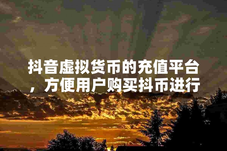 抖音虚拟货币的充值平台，方便用户购买抖币进行打赏或购买虚拟礼物。