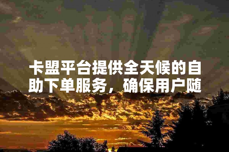 卡盟平台提供全天候的自助下单服务，确保用户随时享受高效便捷的体验。