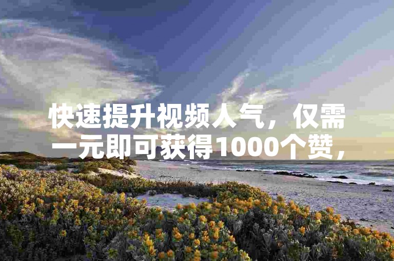 快速提升视频人气，仅需一元即可获得1000个赞，KS平台专用秒到软件。