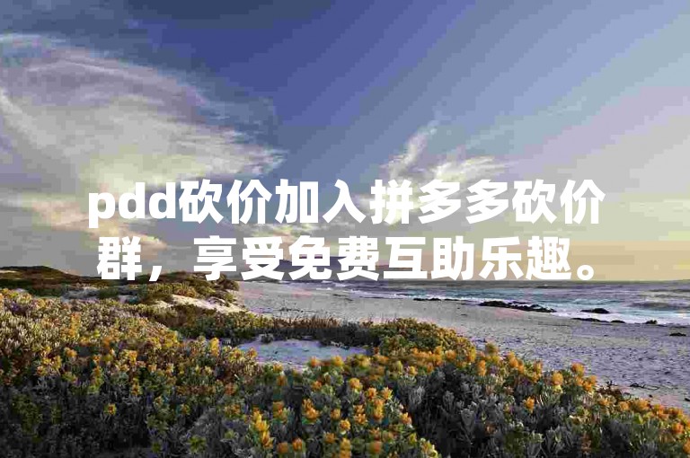 pdd砍价加入拼多多砍价群，享受免费互助乐趣。