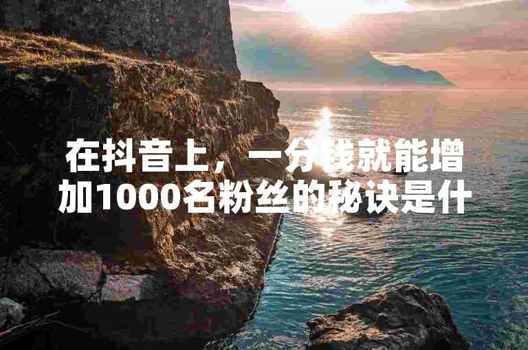 在抖音上，一分钱就能增加1000名粉丝的秘诀是什么呢？