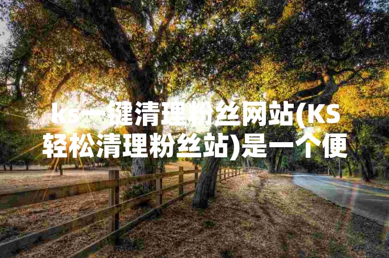 ks一键清理粉丝网站(KS轻松清理粉丝站)是一个便捷的平台，帮助用户快速管理他们的社交媒体关注者。