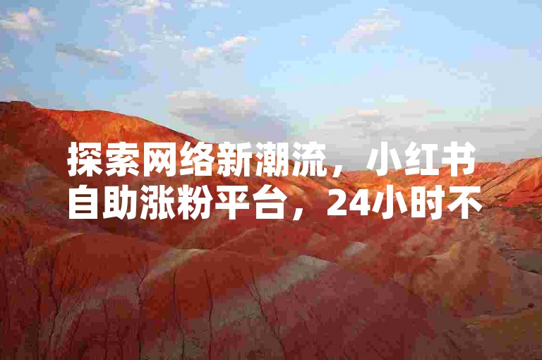 探索网络新潮流，小红书自助涨粉平台，24小时不间断服务，助你轻松提升人气。