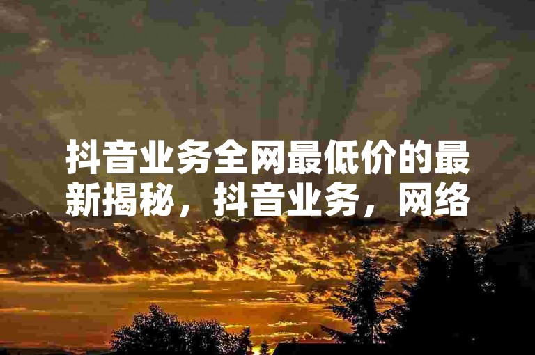 抖音业务全网最低价的最新揭秘，抖音业务，网络最优惠价格！2024必学