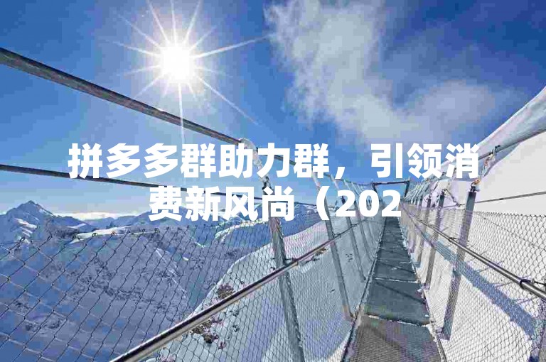 拼多多群助力群，引领消费新风尚（2025前沿）