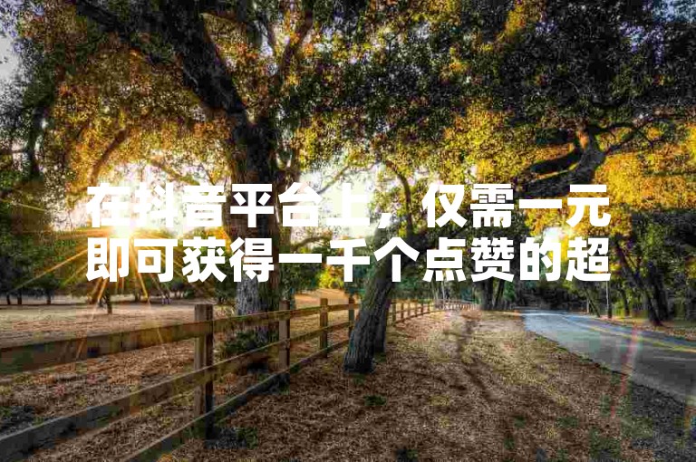 在抖音平台上，仅需一元即可获得一千个点赞的超值优惠（抖音盛典，一元疯抢千赞）。