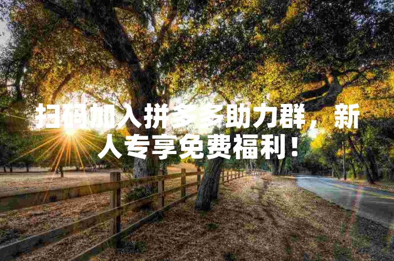 扫码加入拼多多助力群，新人专享免费福利！