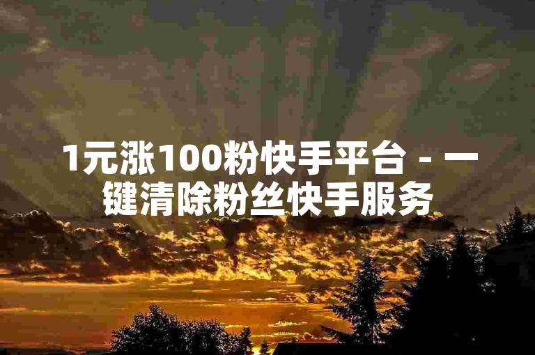 1元涨100粉快手平台 - 一键清除粉丝快手服务