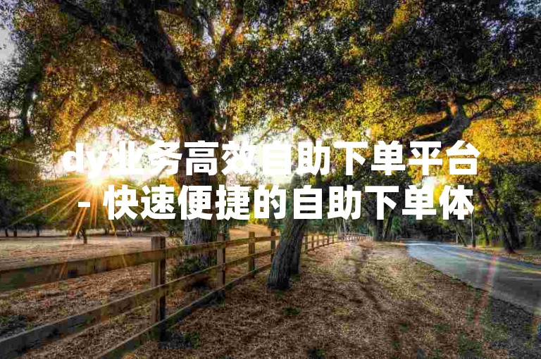 dy业务高效自助下单平台 - 快速便捷的自助下单体验！