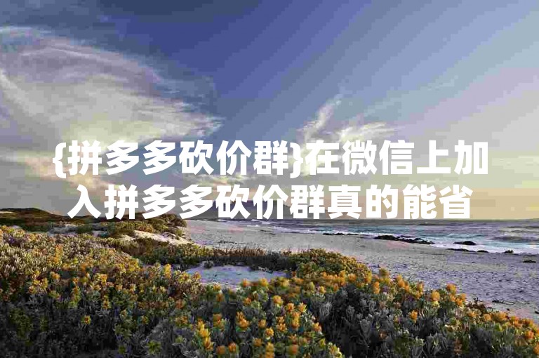 {拼多多砍价群}在微信上加入拼多多砍价群真的能省钱吗？