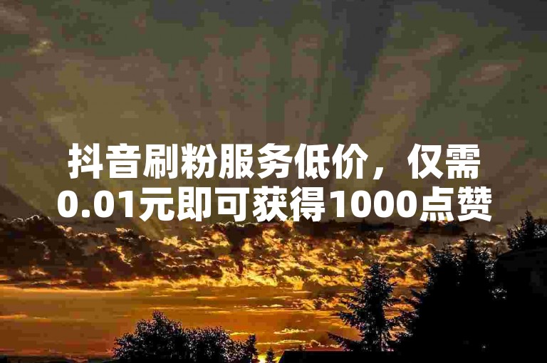 抖音刷粉服务低价，仅需0.01元即可获得1000点赞。