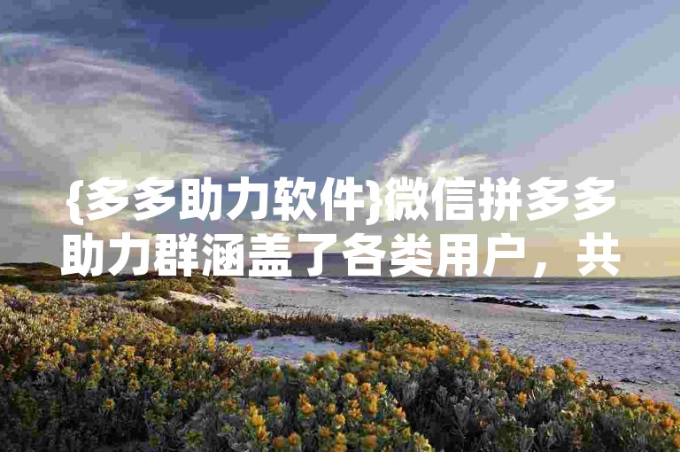 {多多助力软件}微信拼多多助力群涵盖了各类用户，共同助力获取优惠。