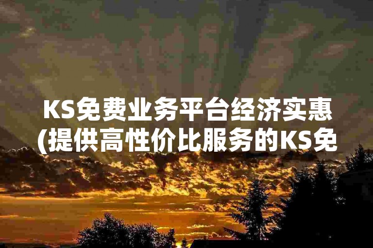 KS免费业务平台经济实惠(提供高性价比服务的KS免费业务平台)