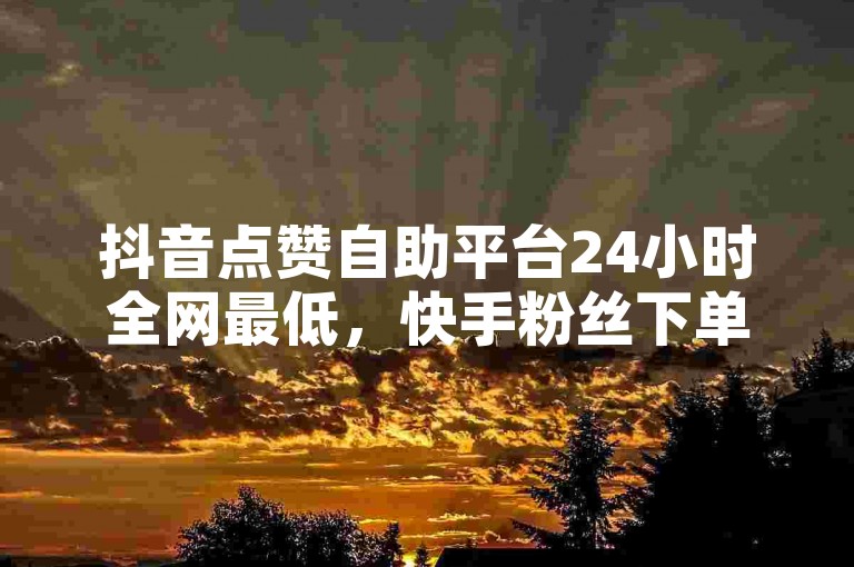 抖音点赞自助平台24小时全网最低，快手粉丝下单。