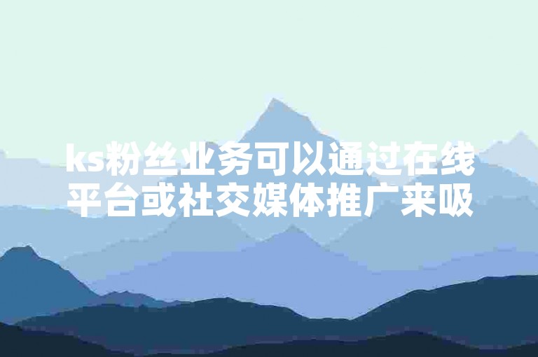 ks粉丝业务可以通过在线平台或社交媒体推广来吸引新关注者。